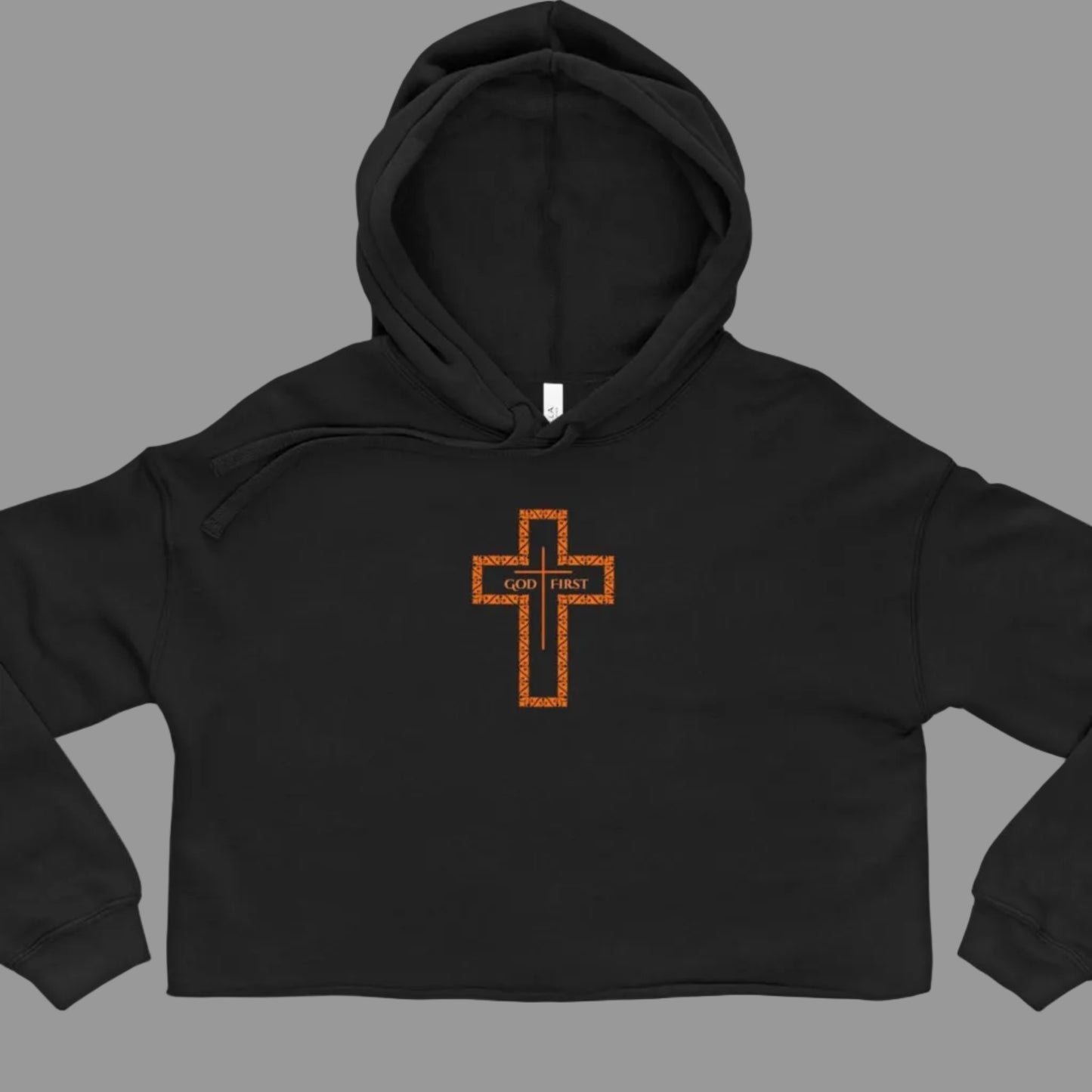 God First Cropped Hoodie | Minimal Cross Design | Personalizable Gift