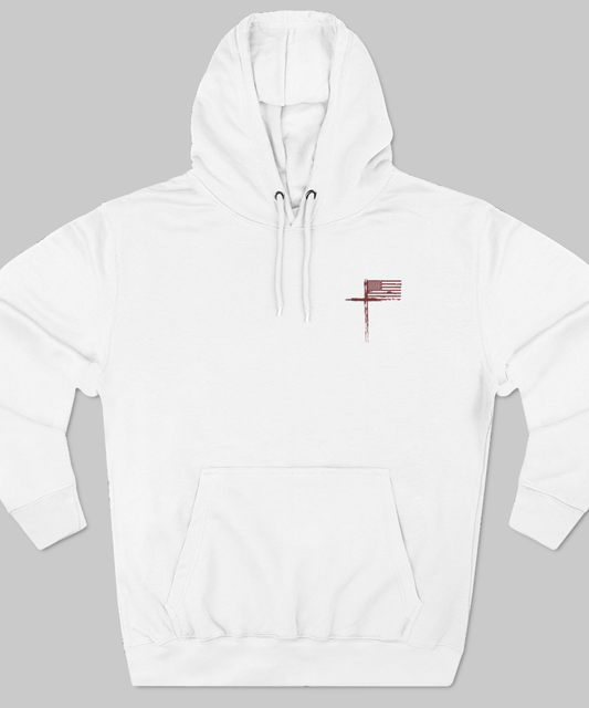 ✝️ Minimalist American Flag Hoodie — Subtle Distressed Faith & Freedom Pullover