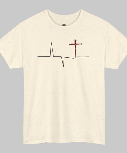 ✝️ Heartbeat Cross Tee — Faith-Inspired Minimalist T-Shirt