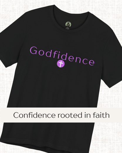 💜 Godfidence Christian Tee — 'Godfidence' Cross Faith T-Shirt | 💜 Optional Personalized Gift