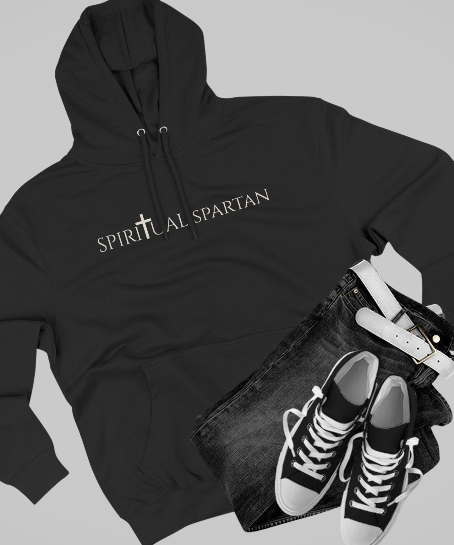 ✝️ Spiritual Spartan Hoodie — Minimal Christian Warrior Pullover