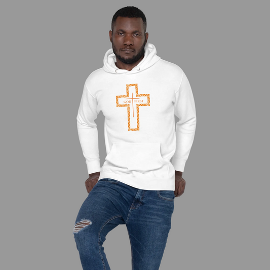 God First Hoodie | Orange Cross Design | Unisex